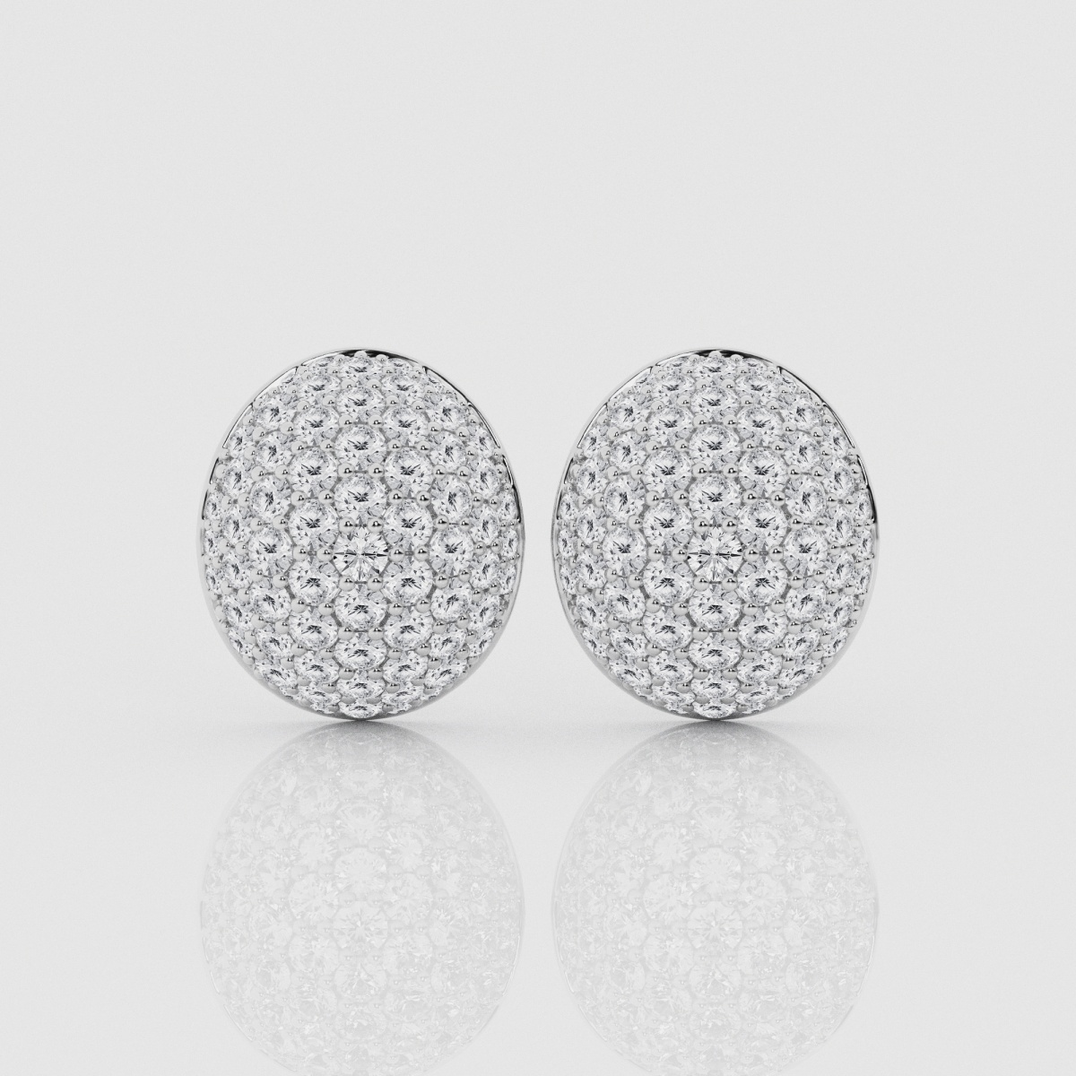 Natural Diamond | 1 1/2 ctw Round Button Pave Fashion Earrings