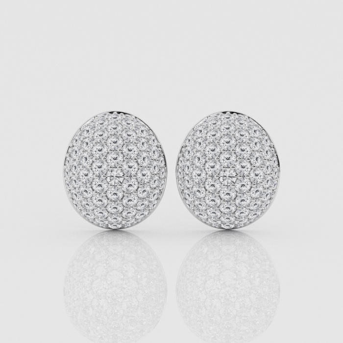 Natural Diamond | 1 1/2 ctw Round Button Pave Fashion Earrings