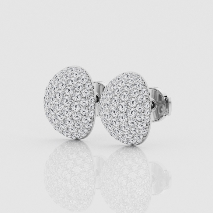 Natural Diamond | 1 1/2 ctw Round Button Pave Fashion Earrings