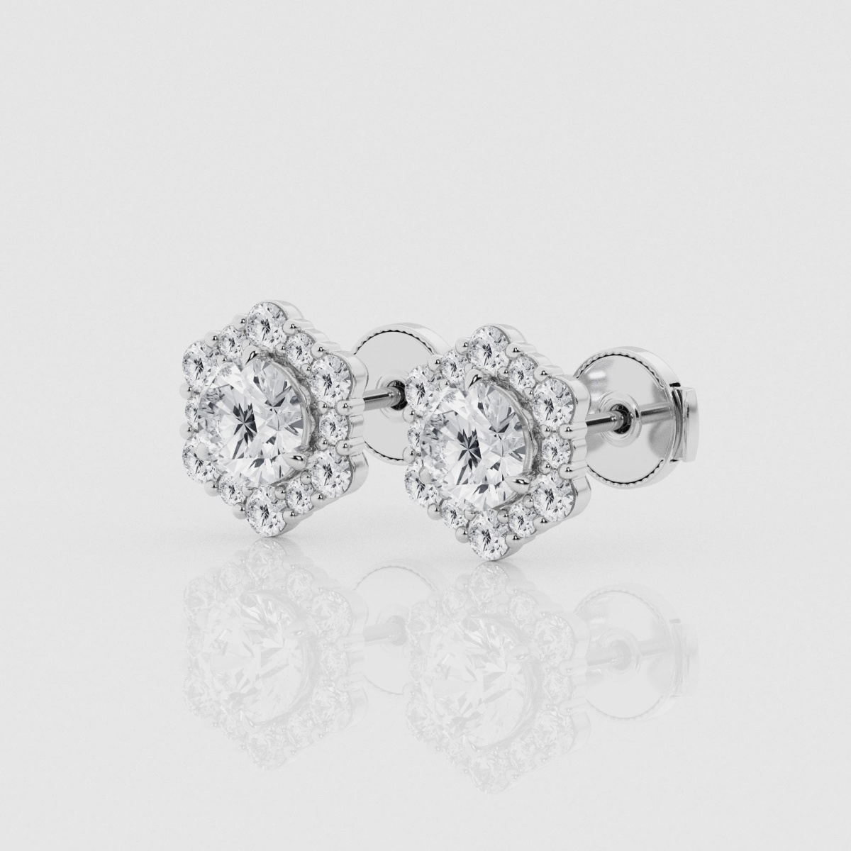 2 ctw Round Natural Diamond Fancy Halo Fashion Earrings