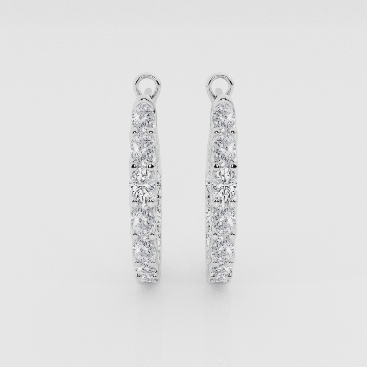 Natural Diamond | 3 ctw Oval Inside-Out Hoop Earrings