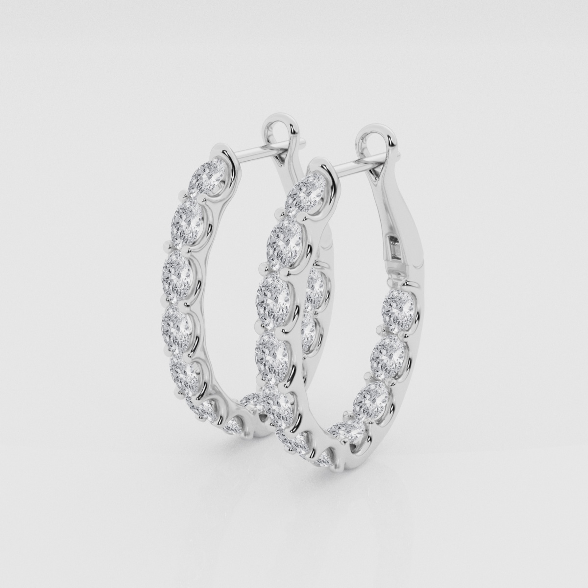 Natural Diamond | 3 ctw Oval Inside-Out Hoop Earrings