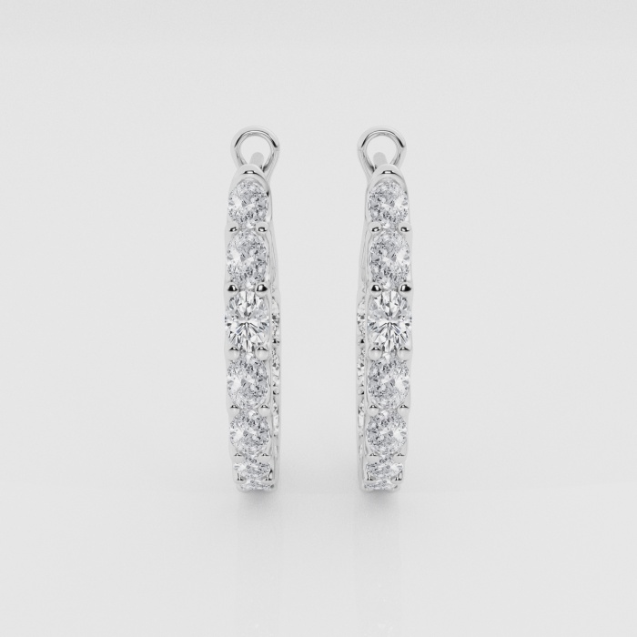 Natural Diamond | 3 ctw Oval Inside-Out Hoop Earrings