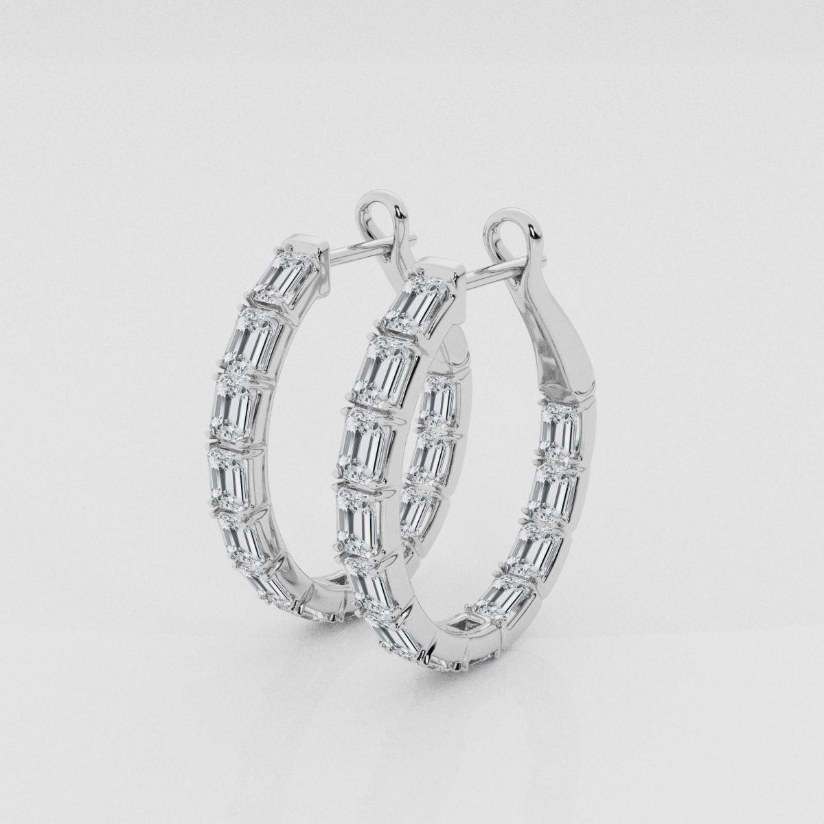 Natural Diamond | 4 ctw Emerald Inside-Out Hoop Earrings