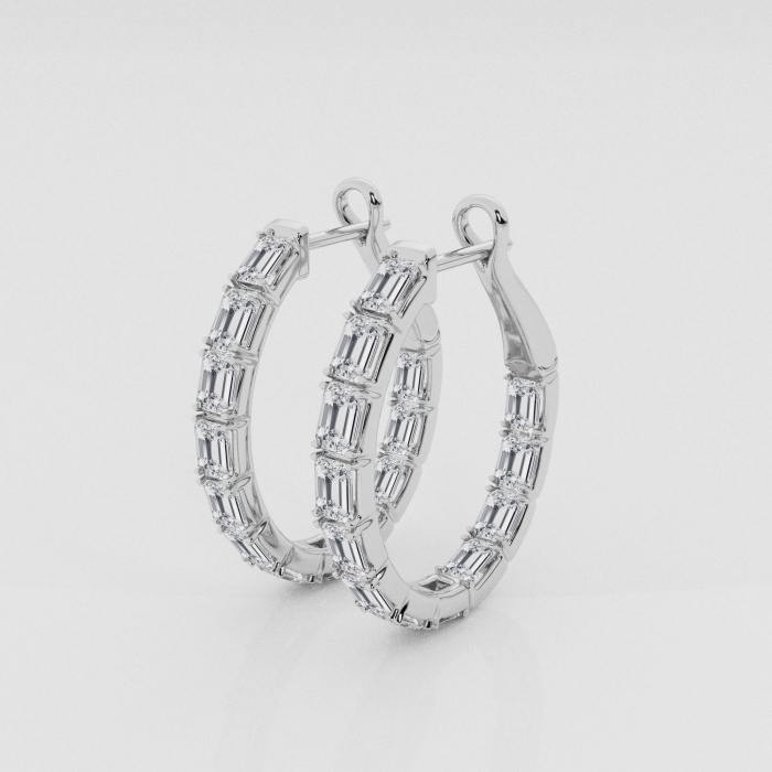 Natural Diamond | 4 ctw Emerald Inside-Out Hoop Earrings