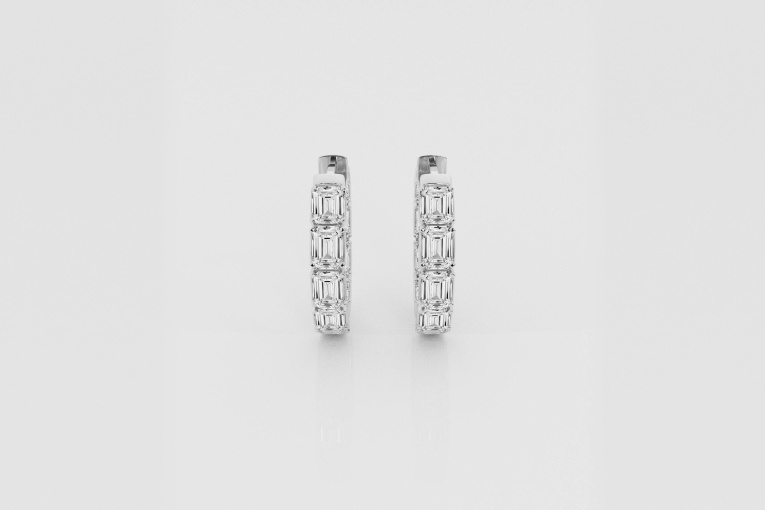 Natural Diamond | 3 ctw Emerald Inside-Out Hoop Earrings