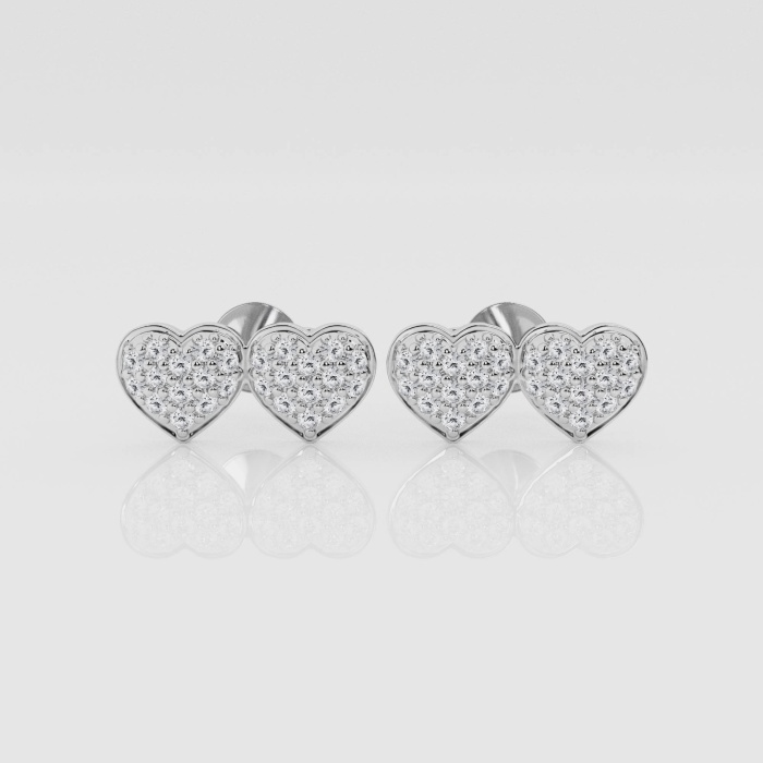 Natural Diamond | 1/3 ctw Round Double Pave Heart Fashion Stud Earrings