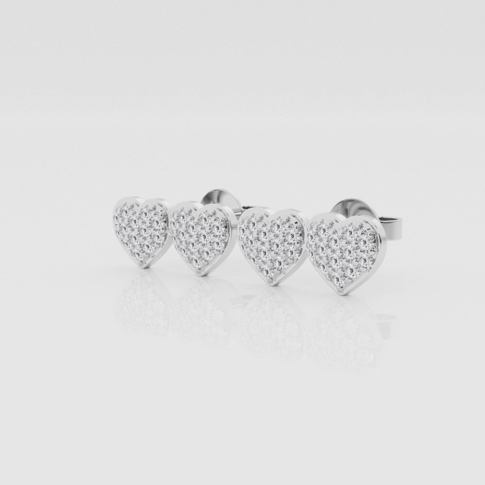 Natural Diamond | 1/3 ctw Round Double Pave Heart Fashion Stud Earrings