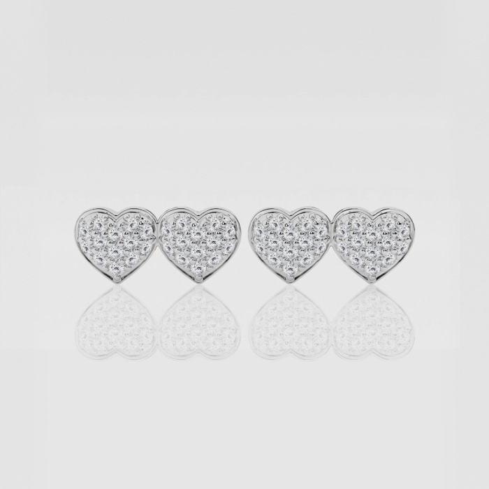 Natural Diamond | 1/3 ctw Round Double Pave Heart Fashion Stud Earrings