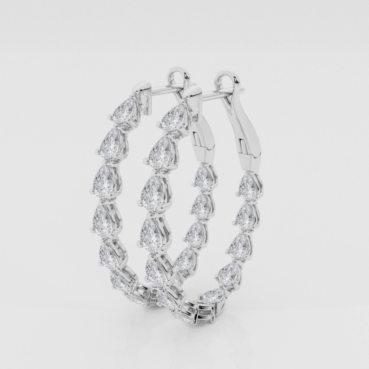 Natural Diamond | 3 ctw Pear Inside-Out Hoop Earrings