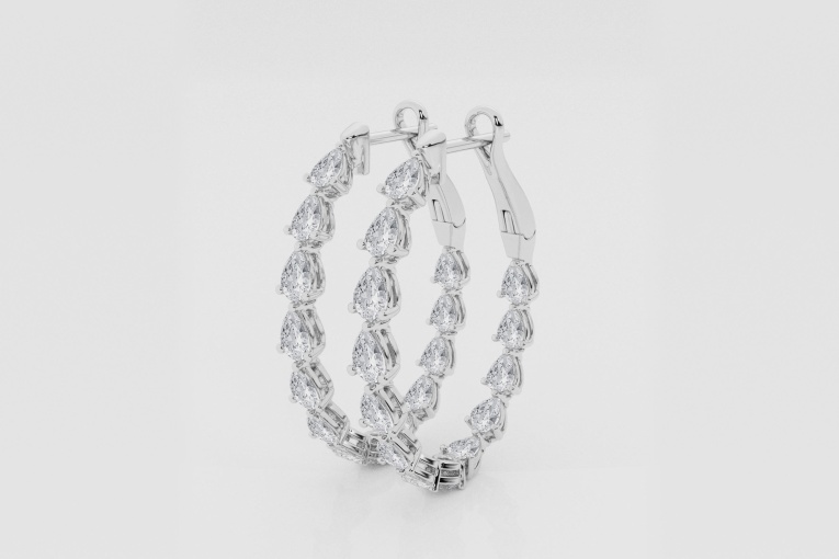 Natural Diamond | 3 ctw Pear Inside-Out Hoop Earrings