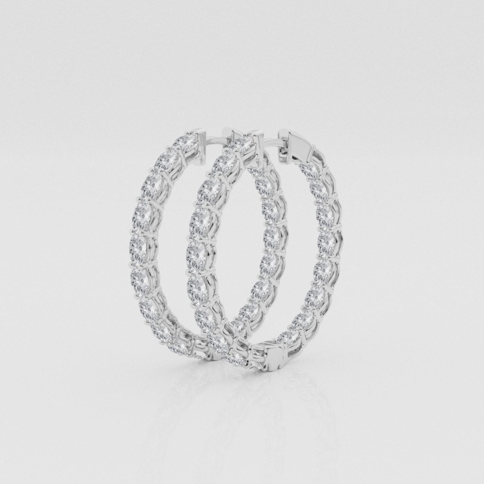 Natural Diamond | 5 ctw Oval Inside-Out Hoop Earrings