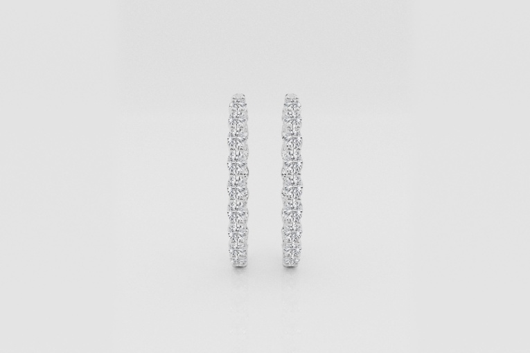 Natural Diamond | 5 ctw Oval Inside-Out Hoop Earrings