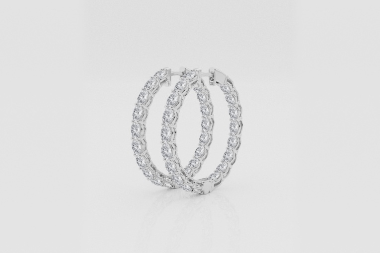 Natural Diamond | 5 ctw Oval Inside-Out Hoop Earrings