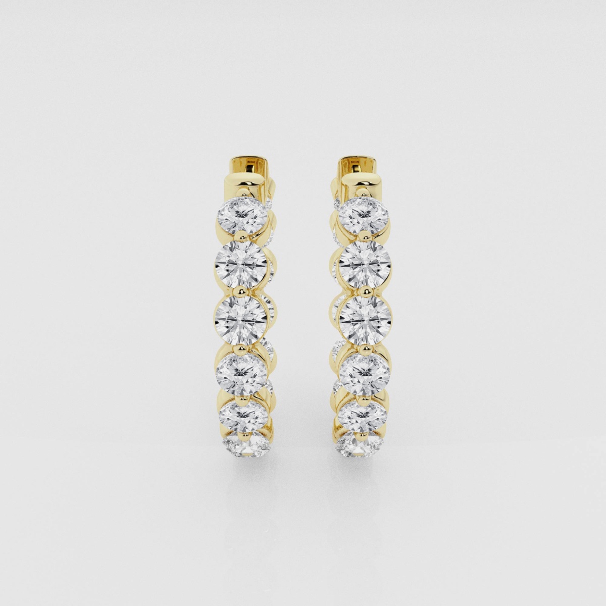 Natural Diamond | 4 ctw Round Inside-Out Floating Hoop Earrings