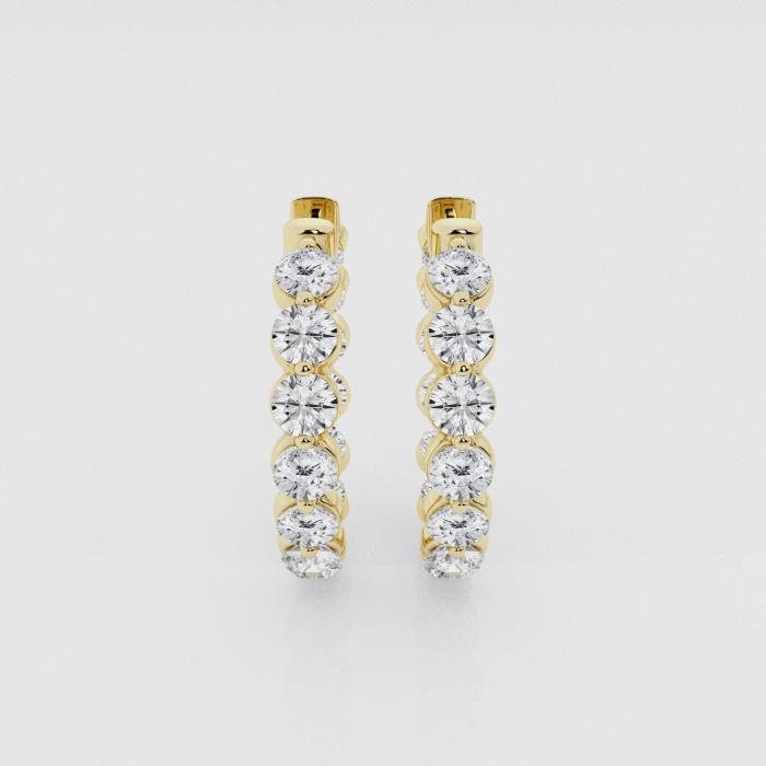 Natural Diamond | 4 ctw Round Inside-Out Floating Hoop Earrings