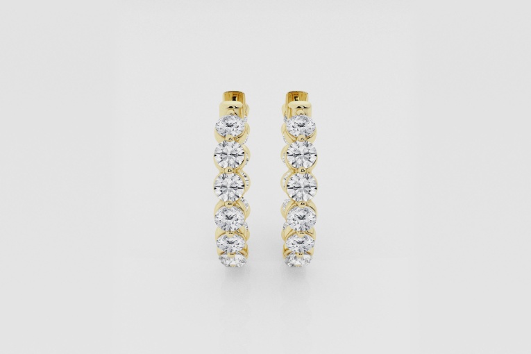 Natural Diamond | 4 ctw Round Inside-Out Floating Hoop Earrings