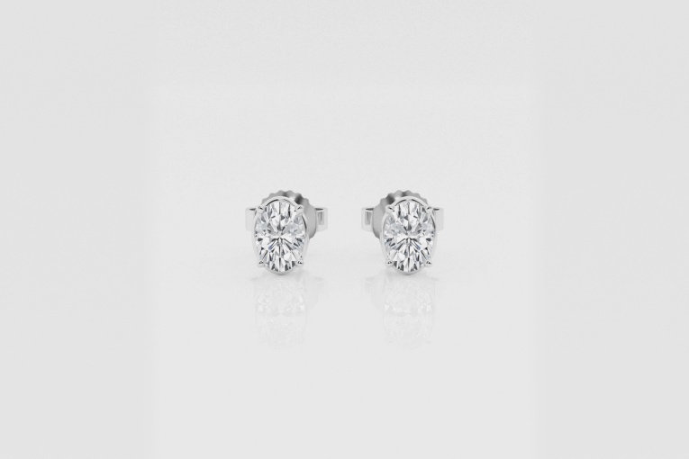Natural Diamond | 1/2 ctw Oval Solitaire Stud Earrings