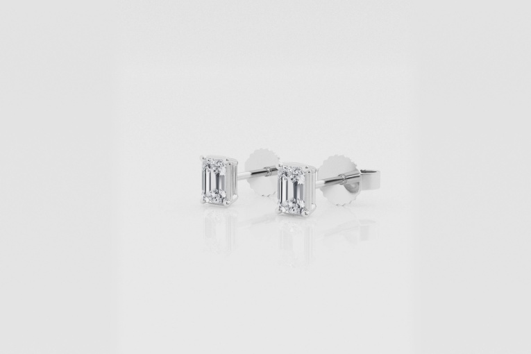 Natural Diamond | 1/2 ctw Emerald Solitaire Stud Earrings