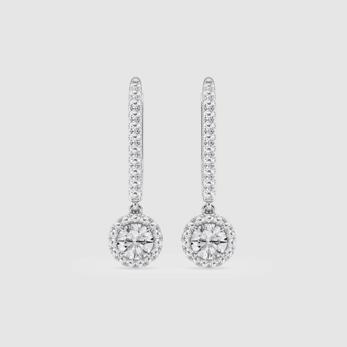 Natural Diamond | 5/8 ctw Round Halo Drop Earrings