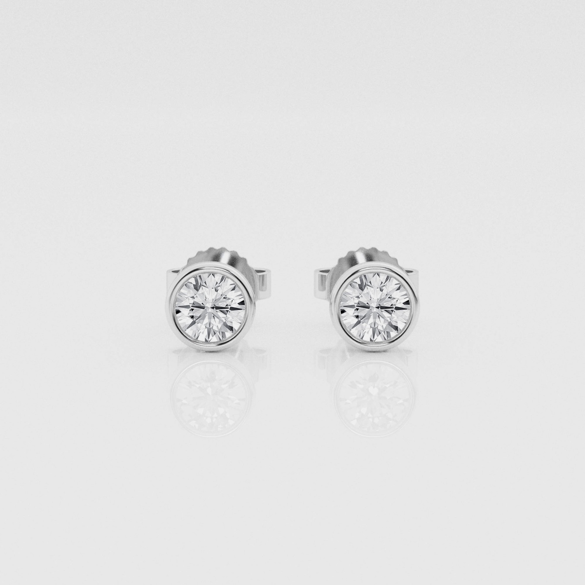 Natural Diamond | 1/2 ctw Round Bezel Stud Earrings