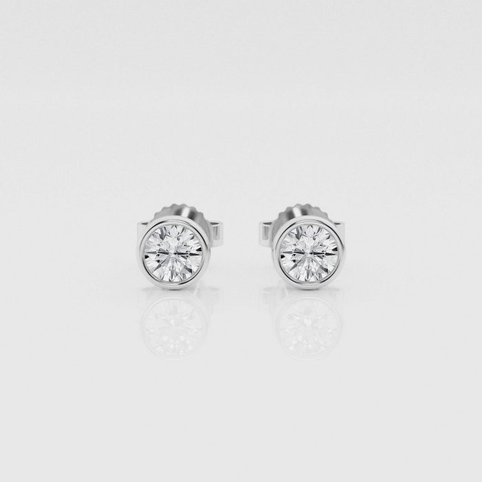 Natural Diamond | 1/2 ctw Round Bezel Stud Earrings