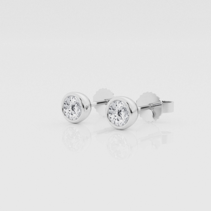 Natural Diamond | 1/2 ctw Round Bezel Stud Earrings