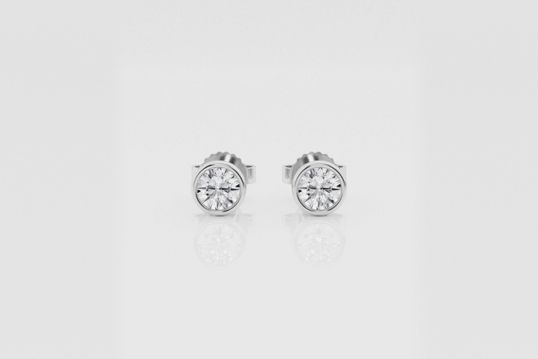 Natural Diamond | 1/2 ctw Round Bezel Stud Earrings