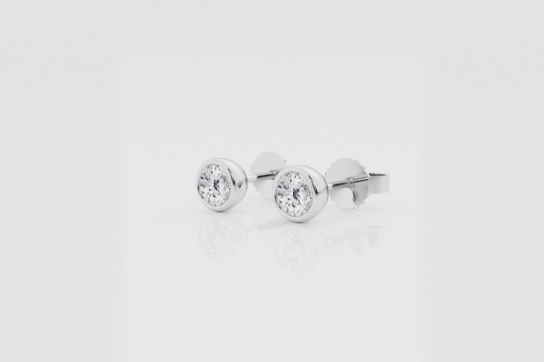 Natural Diamond | 1/2 ctw Round Bezel Stud Earrings