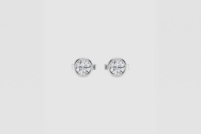 Natural Diamond | 1/2 ctw Round Bezel Set Filigree Stud Earrings