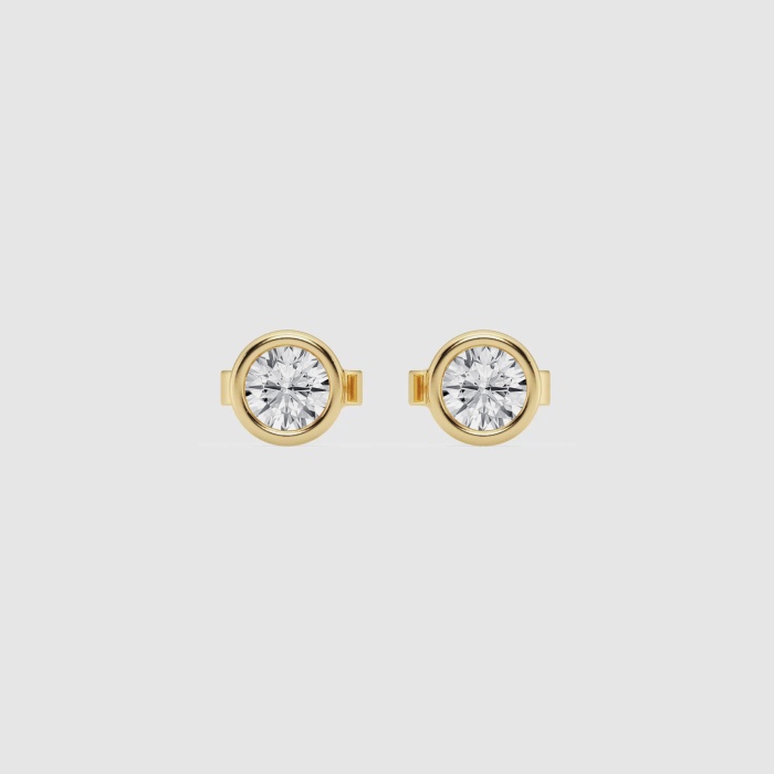 Natural Diamond | 1/2 ctw Round Bezel Set Filigree Stud Earrings