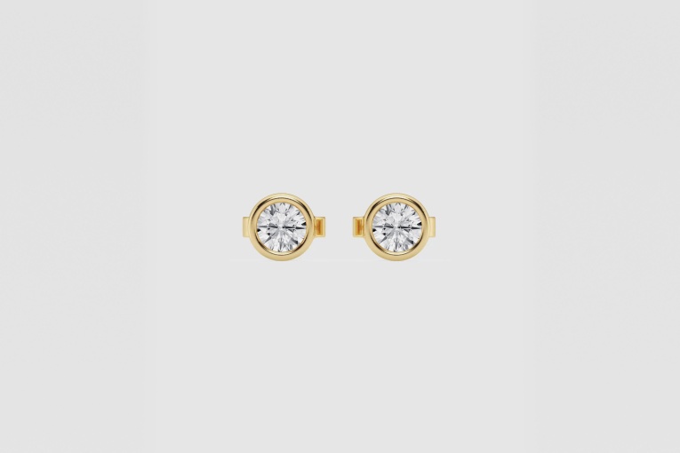 Natural Diamond | 1/2 ctw Round Bezel Set Filigree Stud Earrings