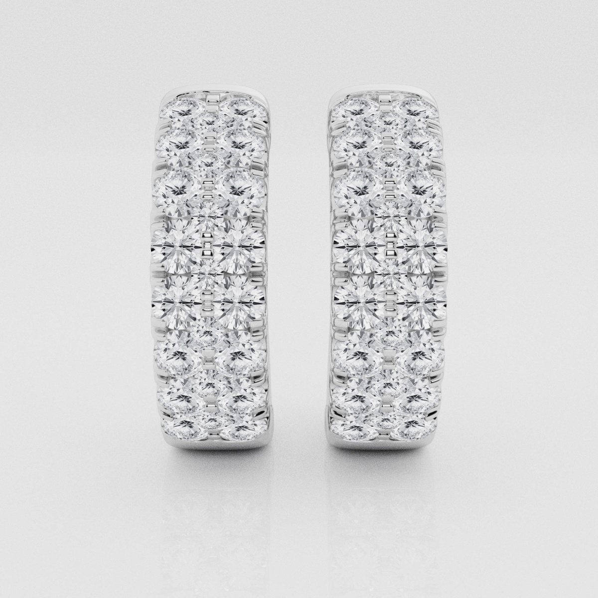 Natural Diamond | 3 ctw Round Double Row Hoop Earrings