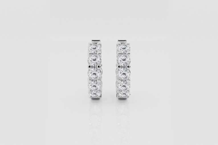 Natural Diamond | 1 1/2 ctw Round Huggie Hoop Earrings