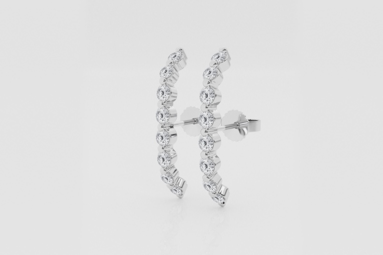 Natural Diamond | 2/3 ctw Round Suspender Fashion Earrings