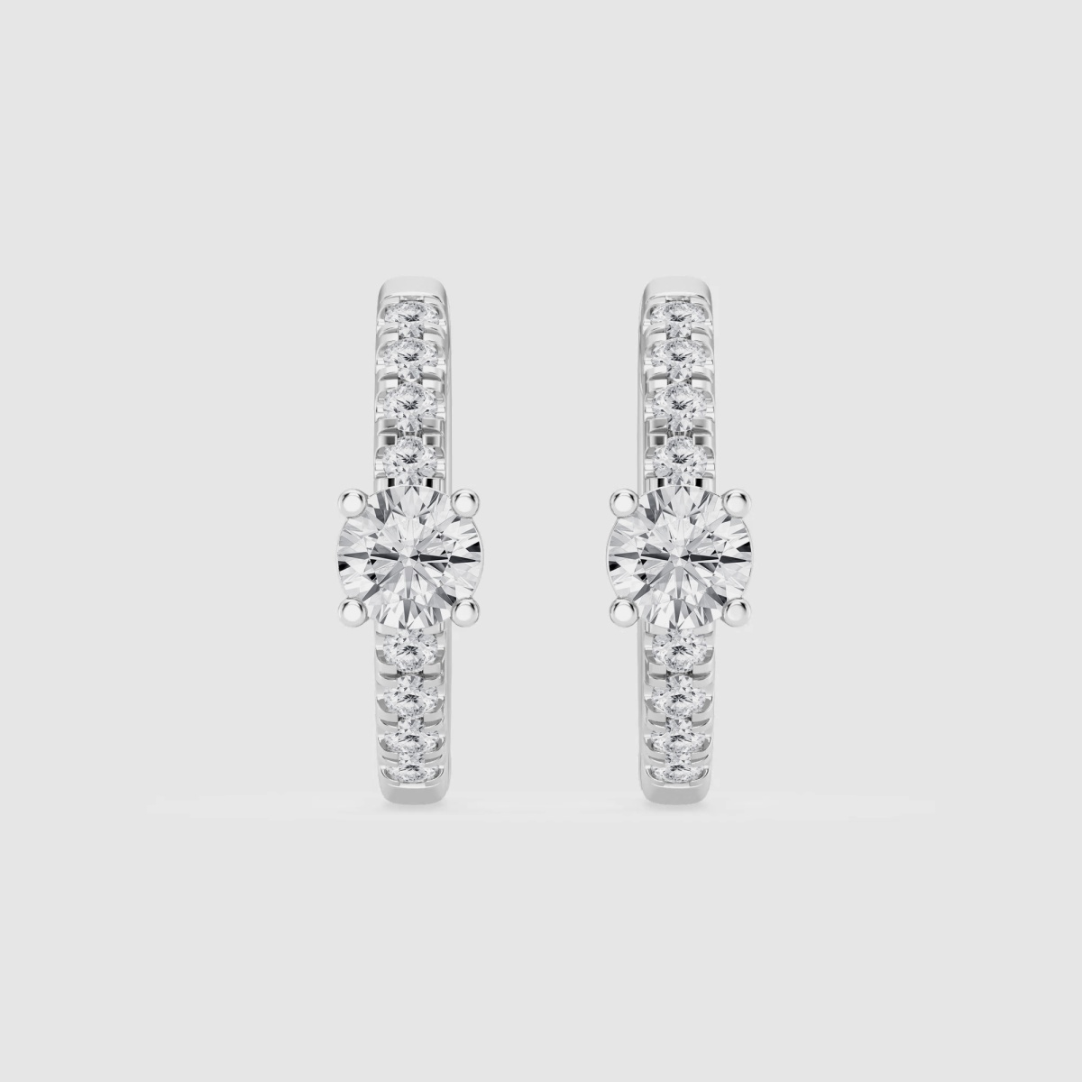 Natural Diamond | 3/4 ctw Round Huggie Hoop Earrings