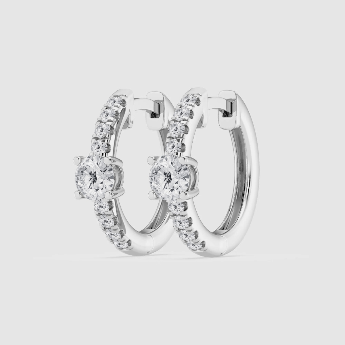 Natural Diamond | 3/4 ctw Round Huggie Hoop Earrings