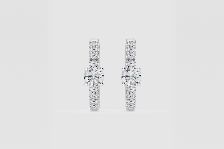 Natural Diamond | 3/4 ctw Round Huggie Hoop Earrings