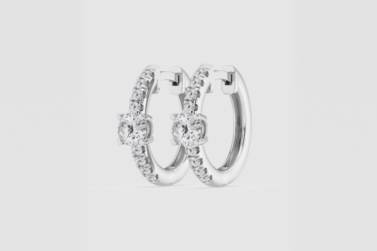 Natural Diamond | 3/4 ctw Round Huggie Hoop Earrings