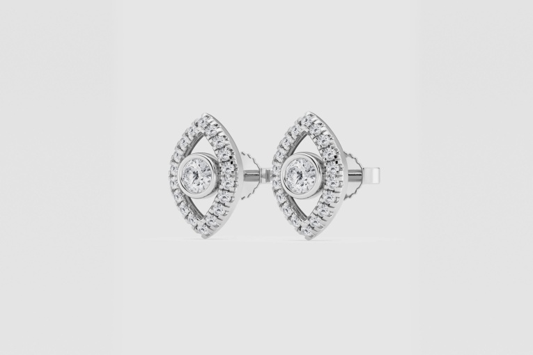 Natural Diamond | 5/8 ctw Round Evil Eye Fashion Earrings