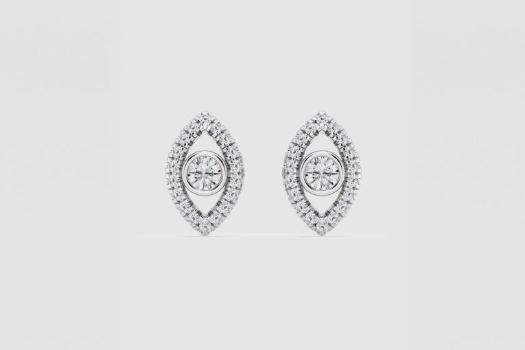 Natural Diamond | 5/8 ctw Round Evil Eye Fashion Earrings