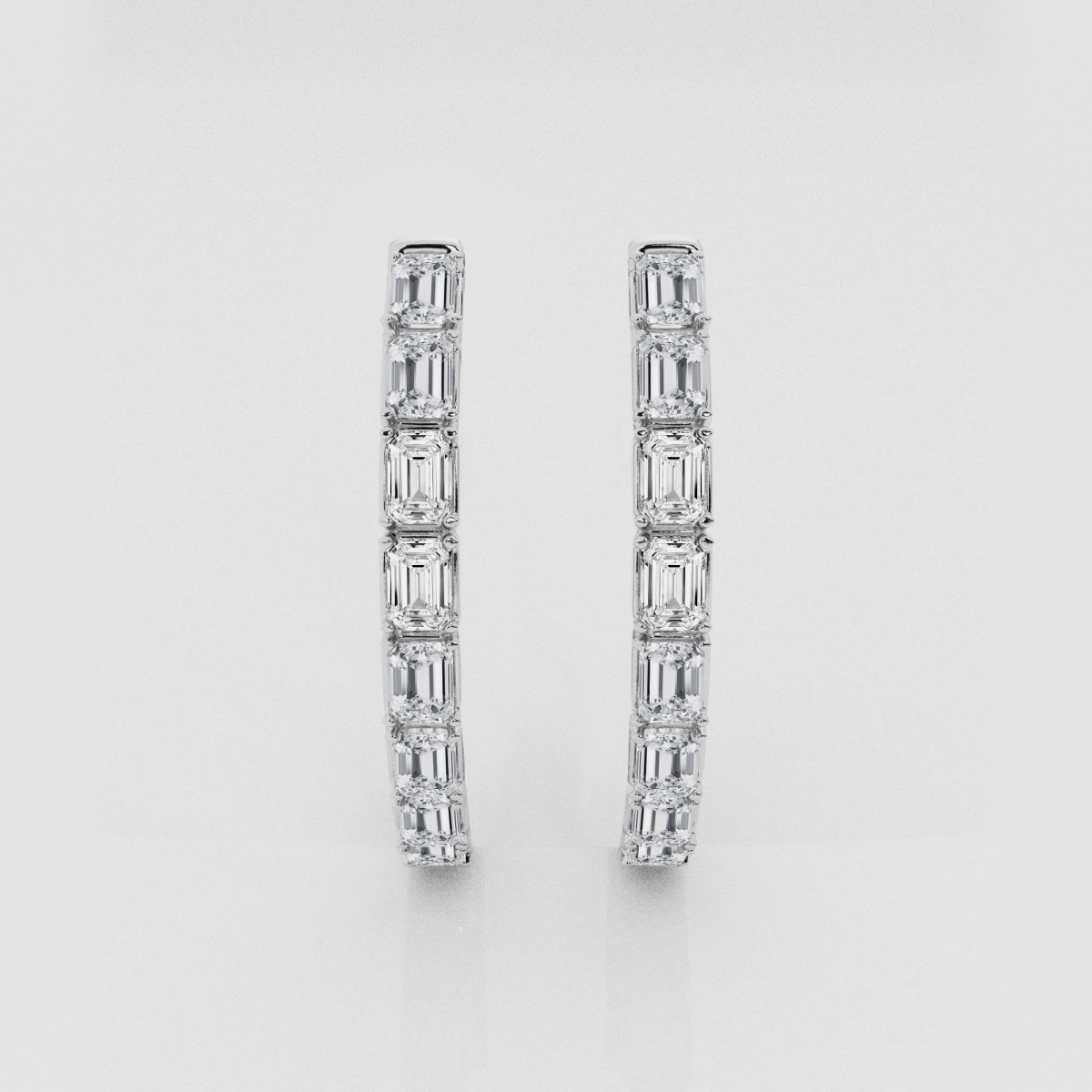 Natural Diamond | 5 ctw Emerald Inside-Out J Hoop Earrings