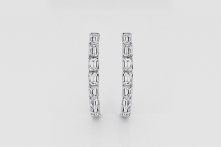 Natural Diamond | 5 ctw Emerald Inside-Out J Hoop Earrings