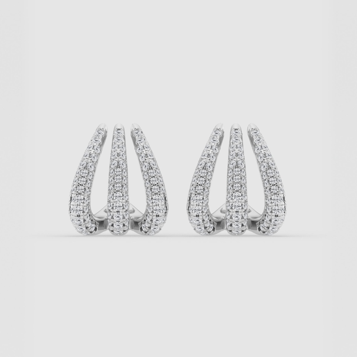 Natural Diamond | 1 1/4 ctw Round Triple Huggie Hoop Earrings