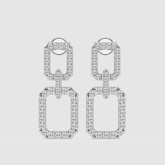 2 ctw Round Natural Diamond Doorknocker Drop Earrings