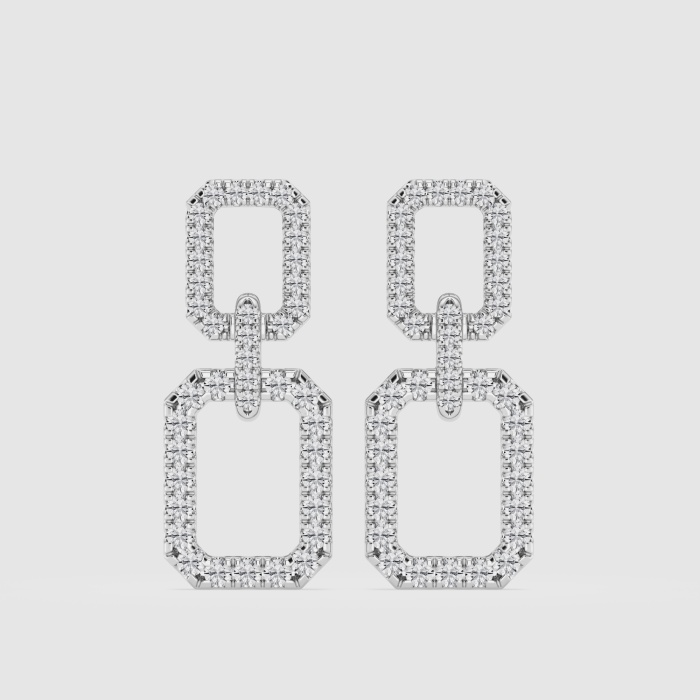 2 ctw Round Natural Diamond Doorknocker Drop Earrings