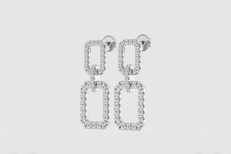 2 ctw Round Natural Diamond Doorknocker Drop Earrings