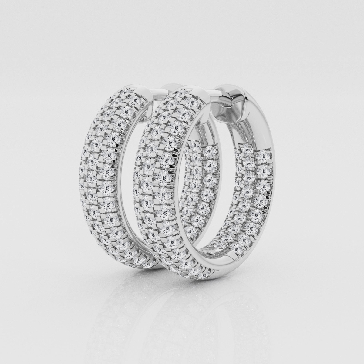 1 1/2 ctw Round Natural Diamond Pave Hoop Earrings