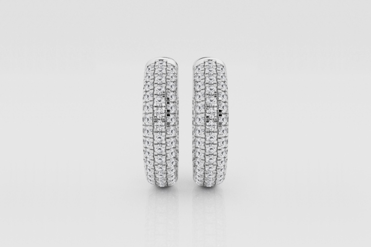 1 1/2 ctw Round Natural Diamond Pave Hoop Earrings