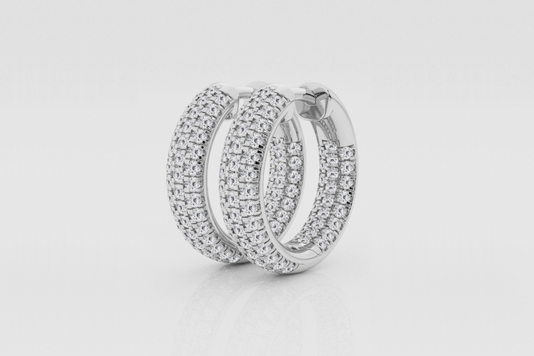 1 1/2 ctw Round Natural Diamond Pave Hoop Earrings